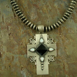 Southwest and Sacred Native American Original Sterling Onyx Pendant-0