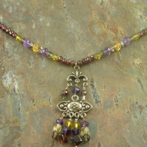 Garnet Glitter Unique Handcrafted Stone Necklace-0