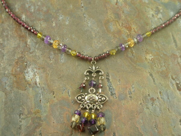 Garnet Glitter Unique Handcrafted Stone Necklace-0
