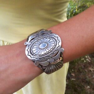 Native American Sterling Cuff Bracelet/Prairie Girl