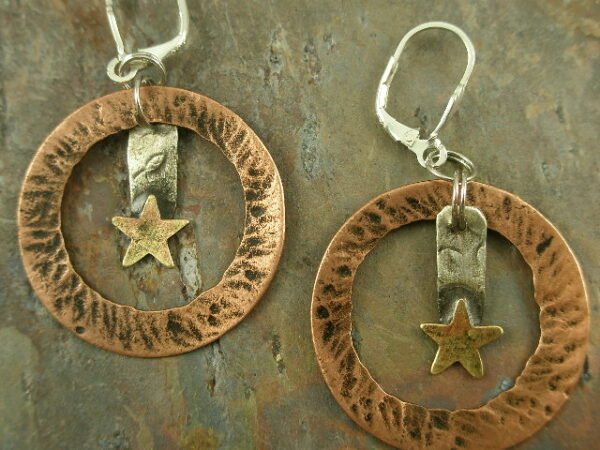 Handmade Copper and Sterling EarringsStarlight -0
