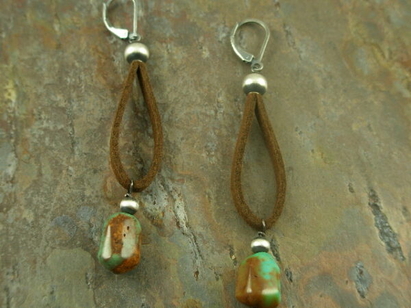 Wild West Handmade Leather and Stone Earrings-0