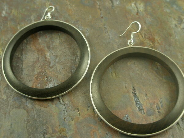 Ring of Wood Statement Hoop Earrings -0