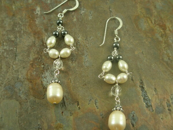 Pretty Miss Pearl and Crystal Dangle Earring-0