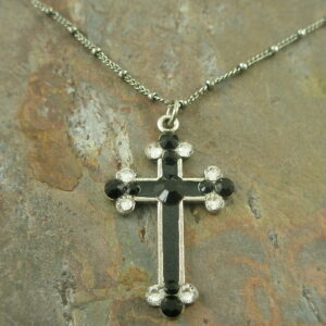 From Black to White Crystal Cross Fashion Necklace-0