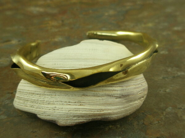 Split Personality Unusual Brass Cuff Bracelet-0