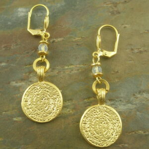 Gold Coin Fashion Dangle Earrings-0