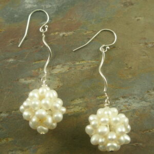 New Years Sterling And Pearl Dangle Earring-0