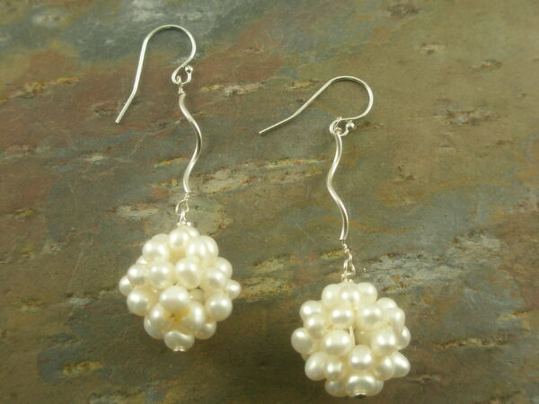 New Years Sterling And Pearl Dangle Earring-0