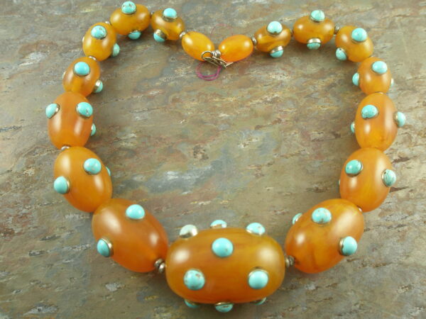 Chunky Resin/Turquoise One Of A Kind NecklaceBad To The Bone-0
