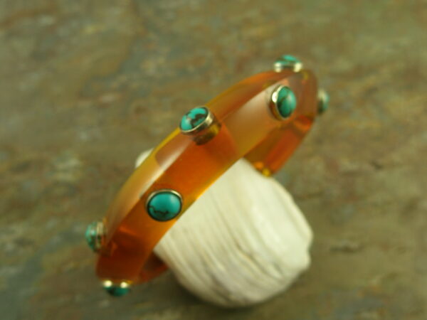 Handcrafted Resin And Stone Bangle BraceletOld Turq-0