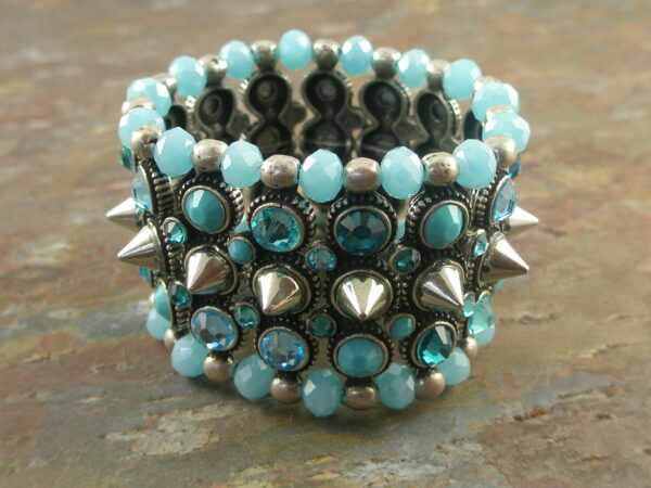 Handcrafted Stretch Crystal Statement BraceletSpiked-0