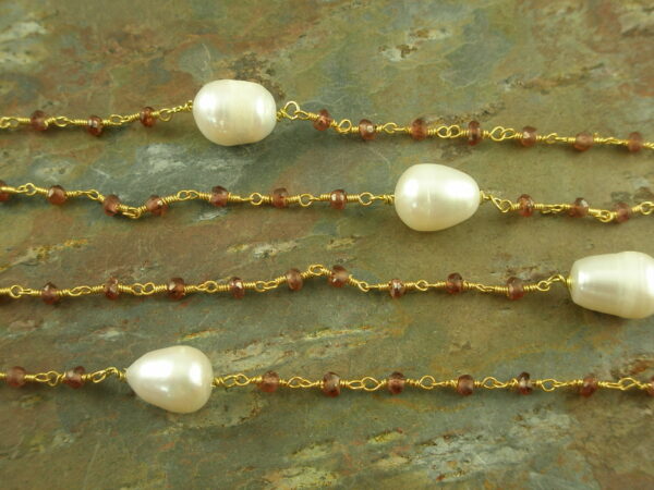 Long Garnet Necklace Handcrafted With PearlStop At Red-0