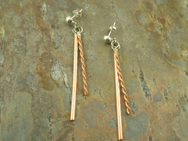 Contemporary Handcrafted Copper Dangle EarringSeeing Double-0