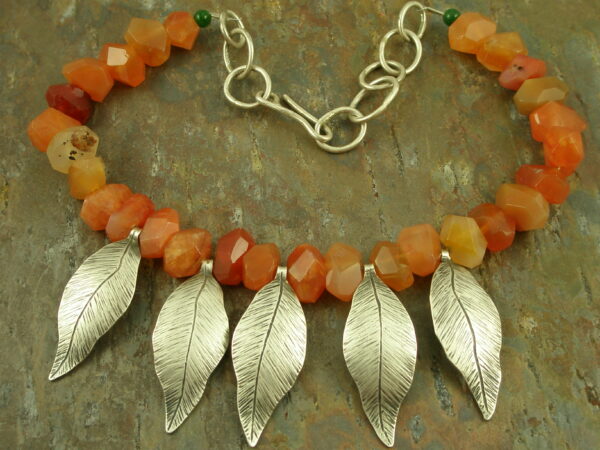 One Of A Kind Handcrafted Sterling/Stone Statement NecklaceRuffled Feathers-0