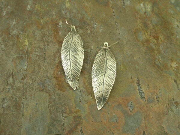 Handcrafted Sterling Silver Feather Dangle EarringsTreasure Feather-0