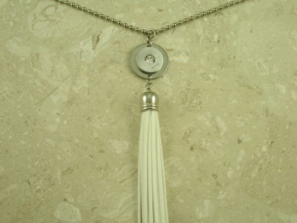 Silver Toned Long Tassel NecklaceFringed-0