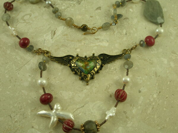 Semi-Precious Eclectic Handcrafted NecklaceTake My Heart-0