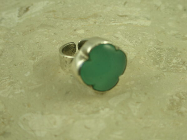 Handcrafted Chalcedony Sterling RingToo Blue-0