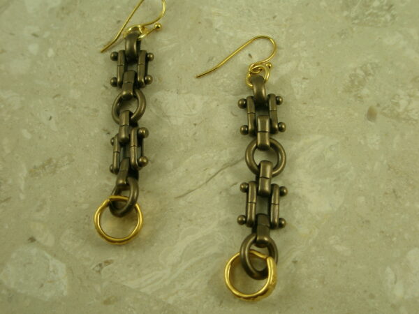 Contemporary Two Toned Dangle EarringsChained Up-0
