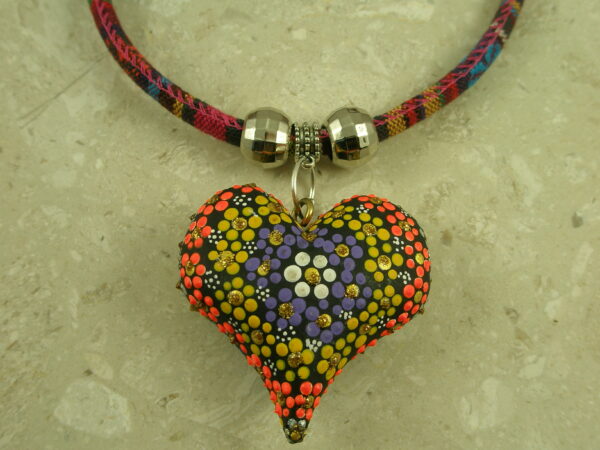 Mexican Hand Painted Fabric NecklacePuffed up-0