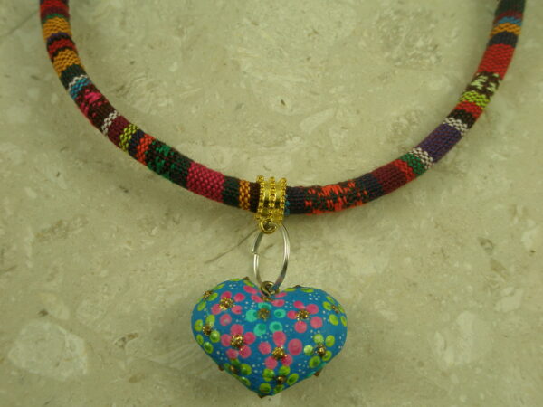 Mexican Handcrafted Fabric Heart Choker NecklaceReverse Me-0