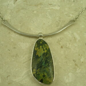 Artisan Crafted Sterling/Stone Statement NecklaceGreen T-0
