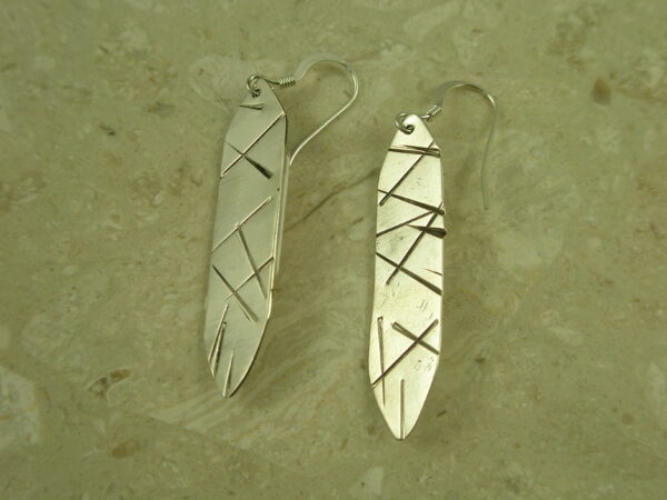 Handcrafted Etched Sterling Silver EarringsArrow-0