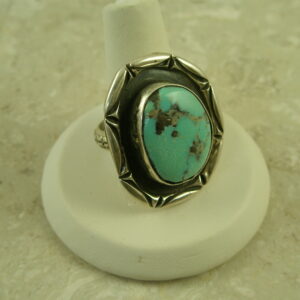 Native American Crafted Sterling Turquoise RingCircle Round-0