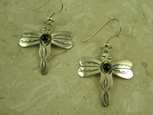 Native American Sterling Silver Dragonfly EarringsBuzz-0