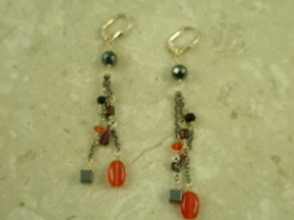 Sterling Silver/Natural Stone Dangle EarringsGood Mix-0