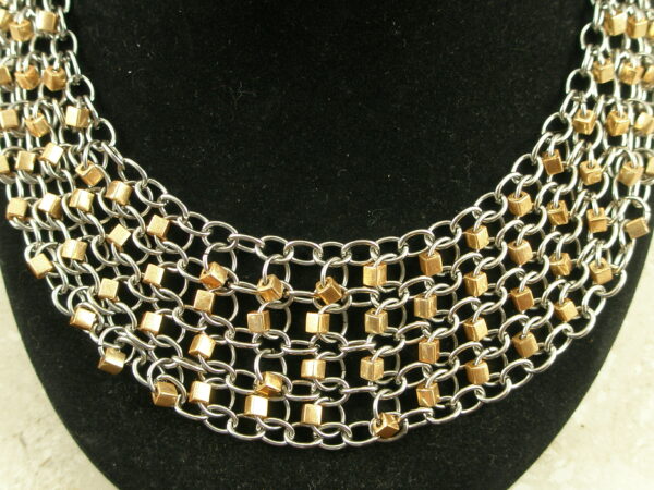 Stainless Steel Two Tone Bib NecklaceCleo-0