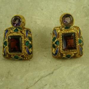 Artisan Gold Filigree And Stone Statement EarringThe Queen-0