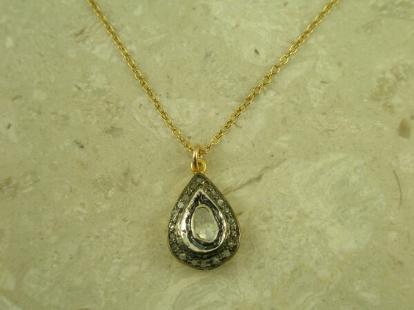 Natural Raw Diamond Pave Pendant NecklacePear's For Me-0