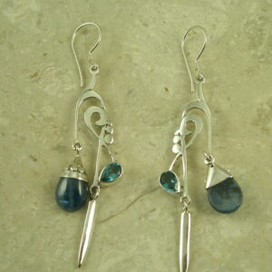 Sterling Silver Two Stone Eclectic Handcrafted EarringMobile-0