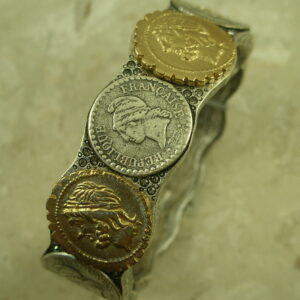 Two Toned Coin Magnetic BraceletLine Them Up-0