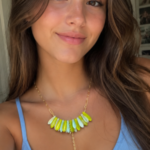 Unique Czech Glass Golden Necklace/Springtime