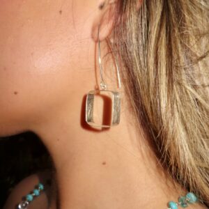Statement Sterling Square Hoop Earrings/Boxed In