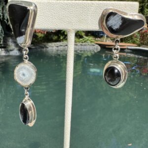One Of A Kind Stone Dangle Post Earrings/Opposites Attract