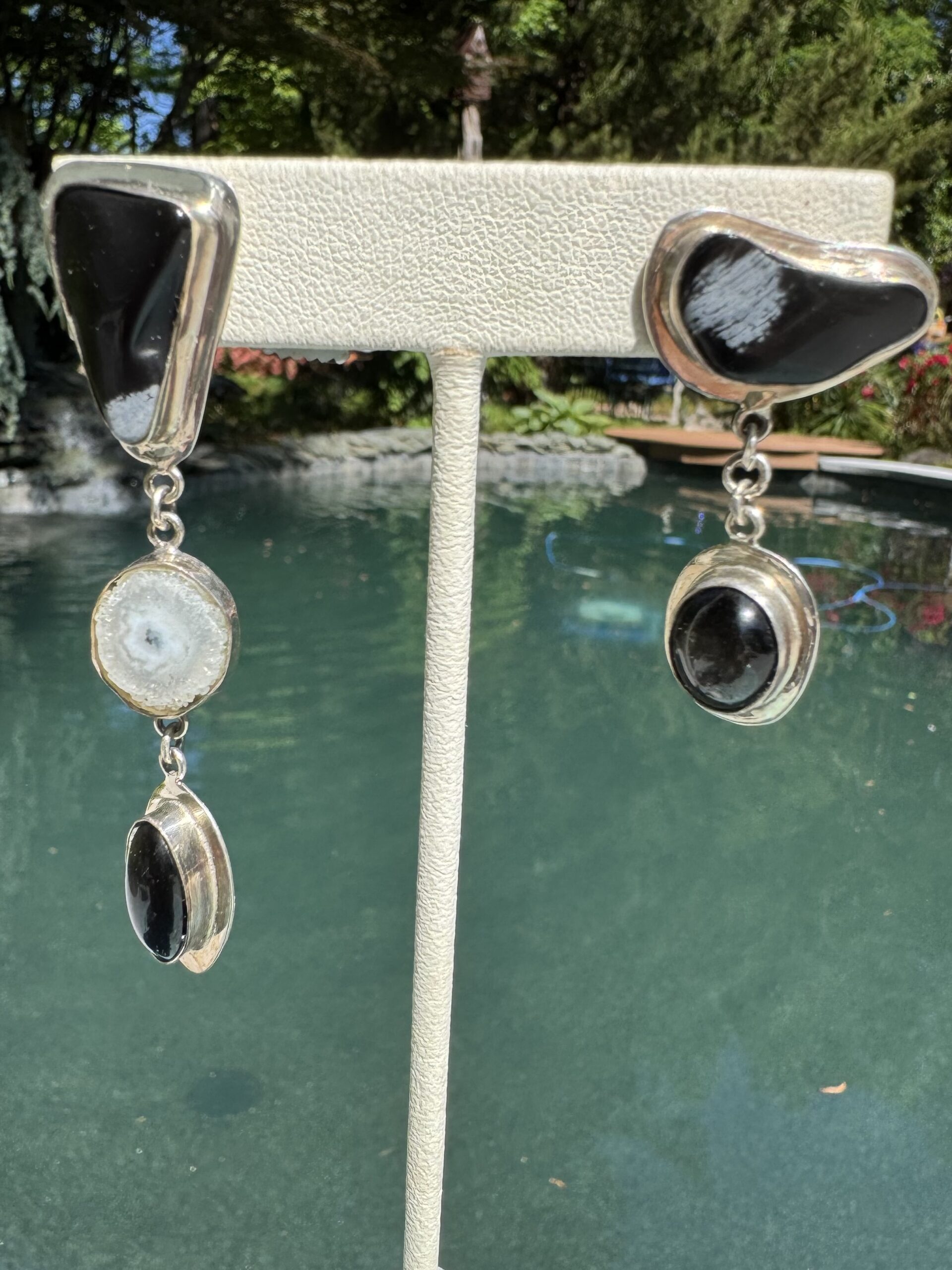 One Of A Kind Stone Dangle Post Earrings/Opposites Attract