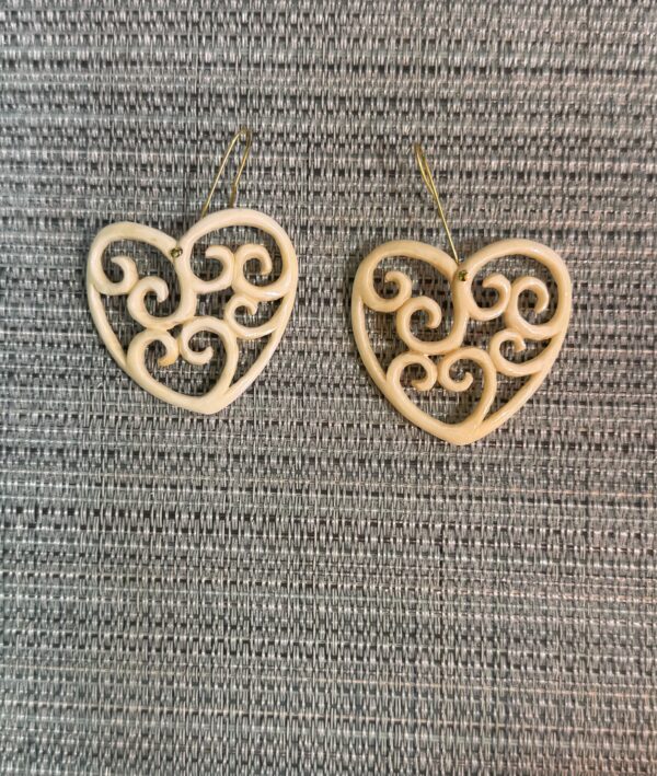 Carved Bone Statement Earring/Love You