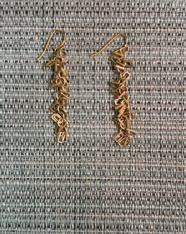 Golden Geometric Dangle Earrings/Tangled