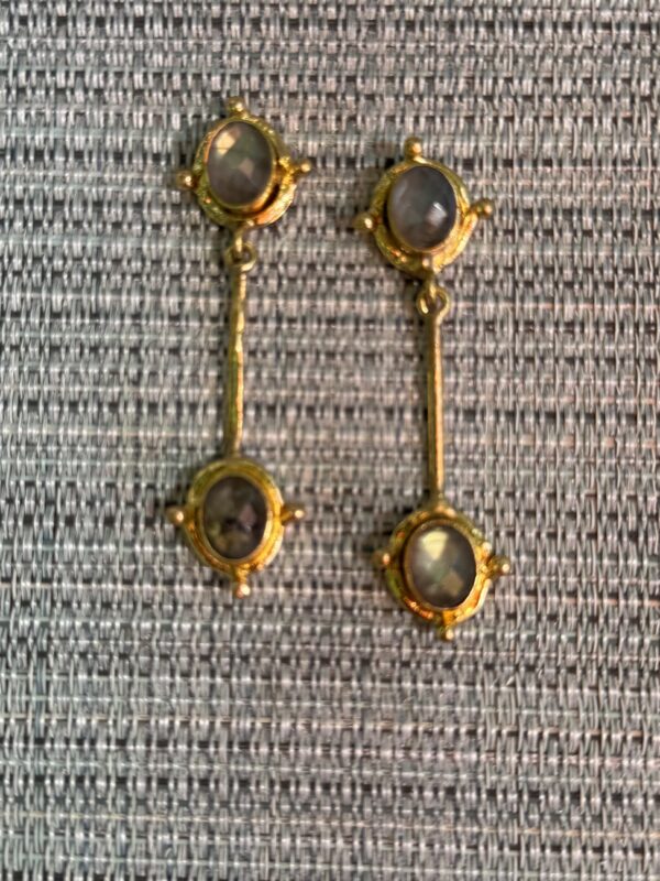 Labradorite Golden Dangle Earrings/Royalty