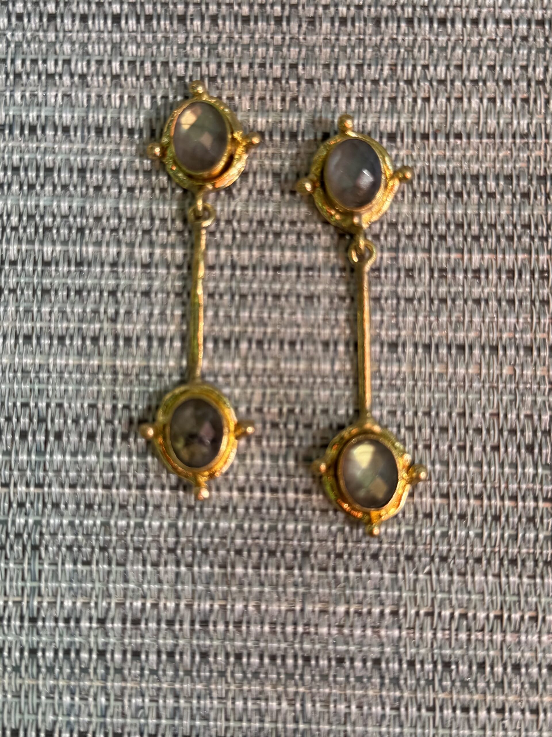 Labradorite Golden Dangle Earrings/Royalty