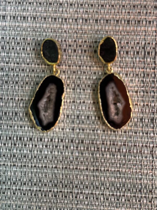 Druzy Tourmaline Drop Post Earring/See Through