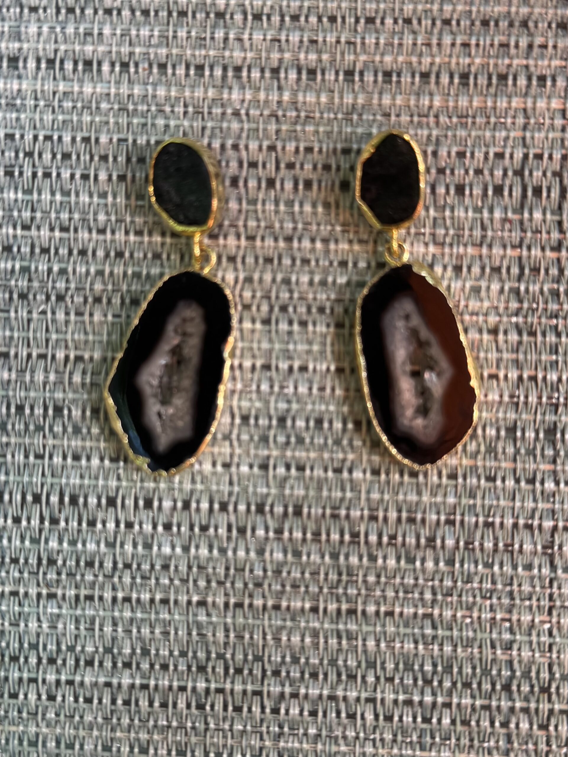 Druzy Tourmaline Drop Post Earring/See Through