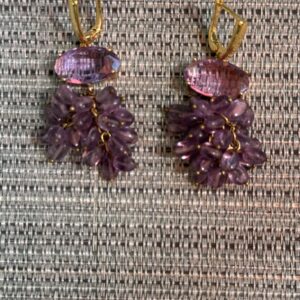 Amethyst One Of A Kind Statement Earring/Grapes