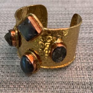 Wide Brass Labradorite Bracelet/Four Corners