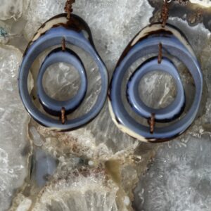Taguna Nut Statement Earrings/Blue Orbit