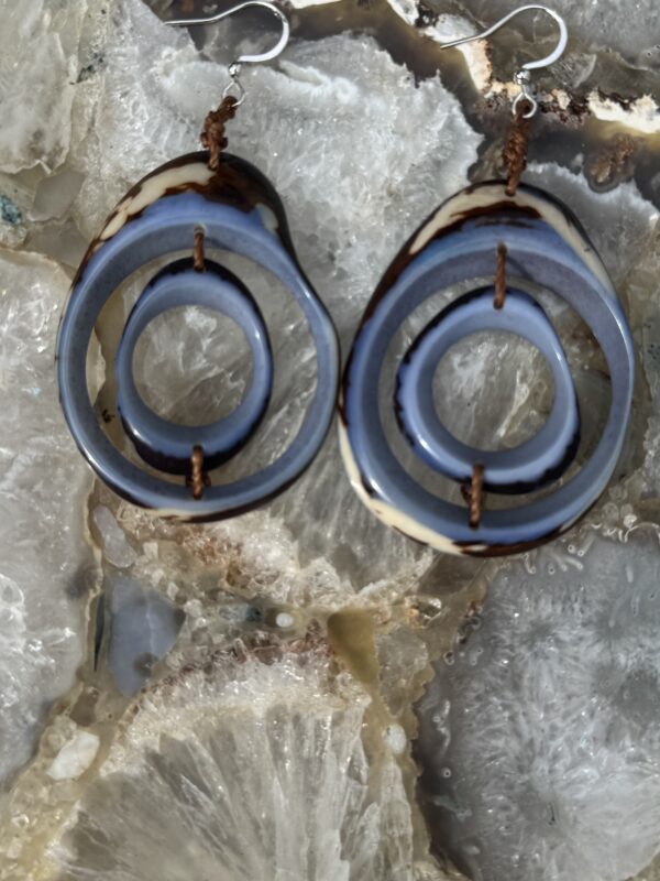 Taguna Nut Statement Earrings/Blue Orbit